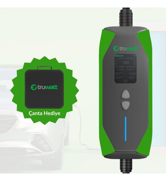 Truwatt ZT220 Taşınabilir Elektrikli Araç Şarj Cihazı 16A/3.5kW/220V (20 metre)