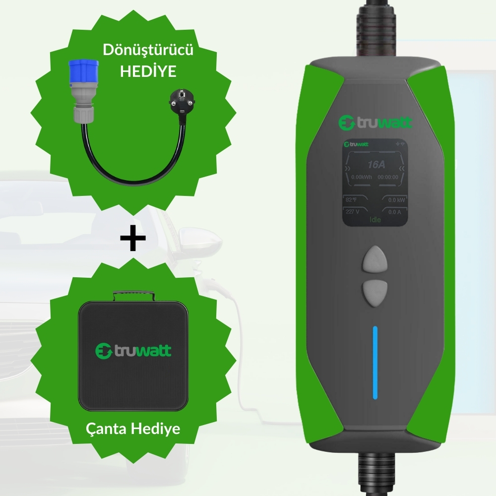 Truwatt ZT320 Taşınabilir Elektrikli Araç Şarj Cihazı 32A/7kW/220V (20 metre)