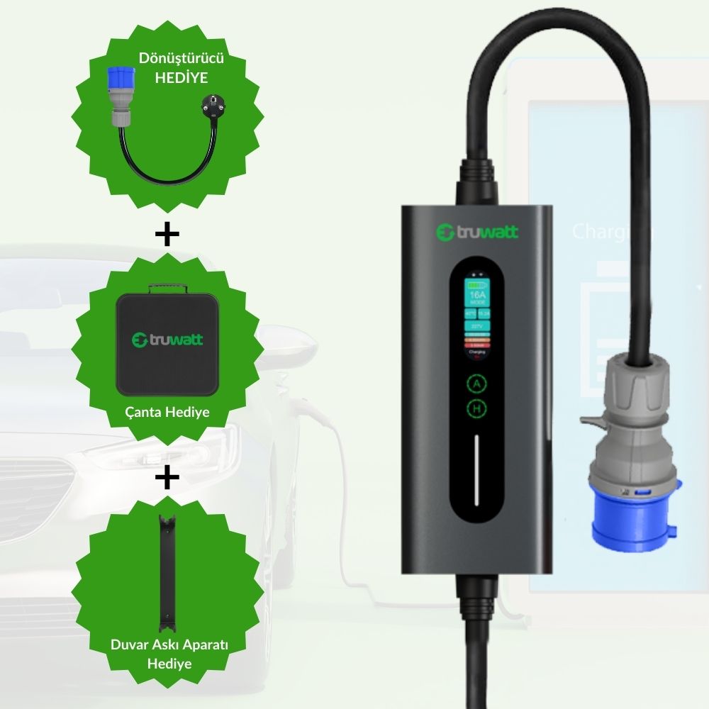 Truwatt ZTA320 Taşınabilir Elektrikli Şarj Cihazı 32A/7kW/220V (20 metre)