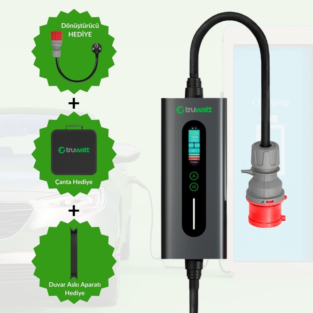 Truwatt ZTA507 Taşınabilir Elektrikli Şarj Cihazı 32A/22kW/380V (7 metre)