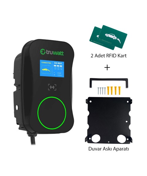 Truwatt ZTD605 Duvar Tipi Elektrikli Araç Şarj Cihazı 32A/22kW/380V (5 metre)