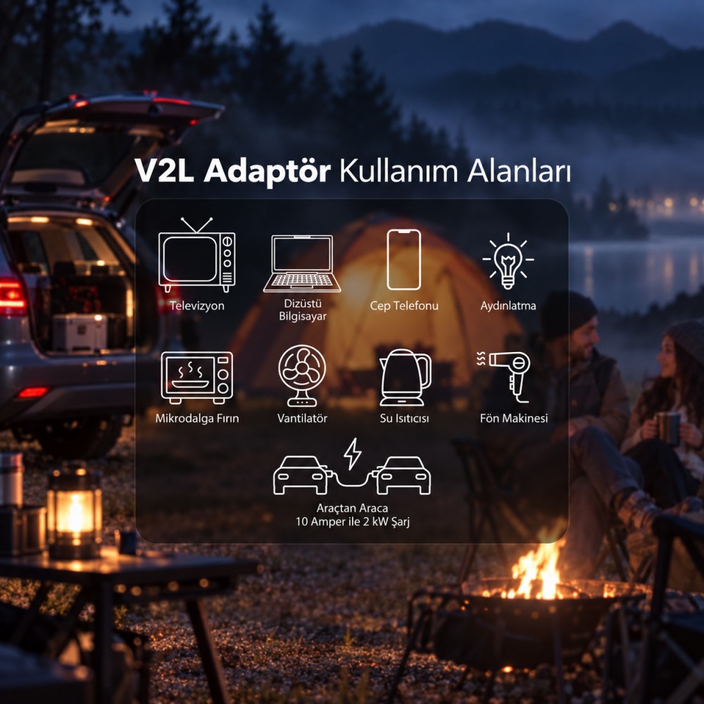 Truwatt ZTL100 3 Çıkışlı V2L Adaptör Truwatt ZTL100 Togg T10X ve T10F uyumlu 3 çıkışlı V2L adaptör