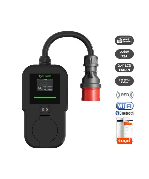Truwatt ZTV501 22kW Taşınabilir Wallbox Elektrikli Araç Şarj Cihazı 32A/380V
