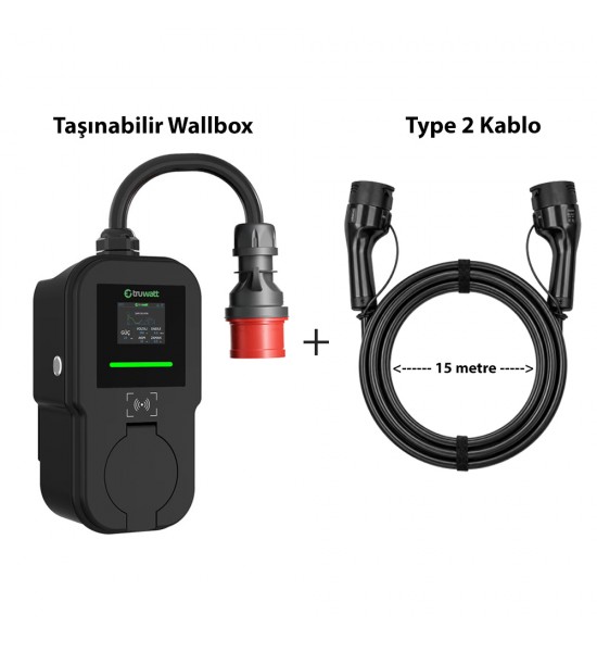 Truwatt ZTV515 22kW Taşınabilir Wallbox Elektrikli Araç Şarj Cihazı 32A/380V (15 metre) Truwatt ZTV515 22kW Taşınabilir Wallbox Elektrikli Araç Şarj Cihazı 32A/380V (15 metre)